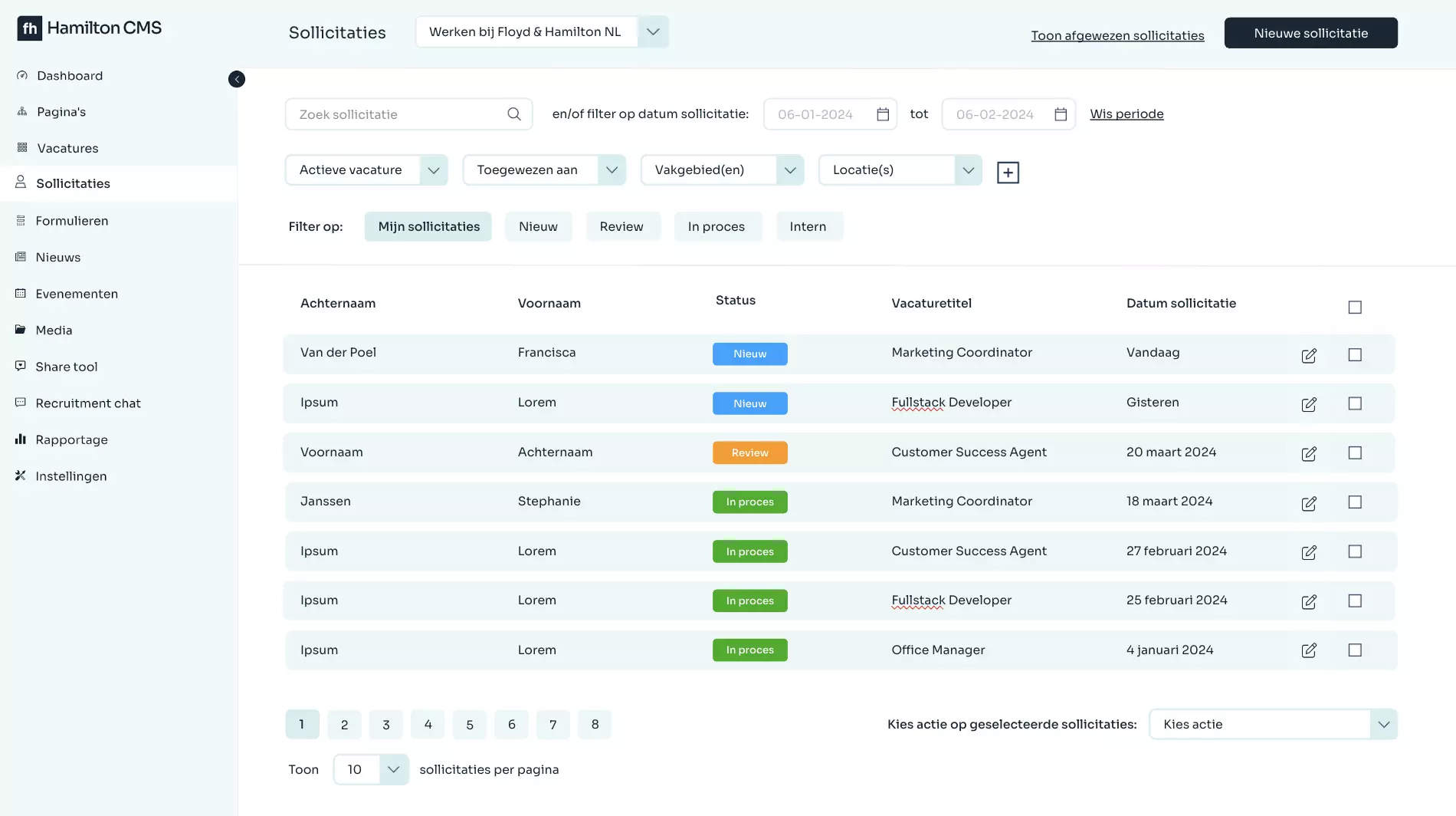 Applicant Tracking Module in Hamilton CMS
