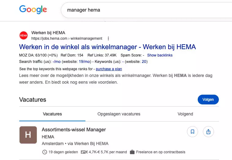 recruitment CMS SEO structured data vacatures