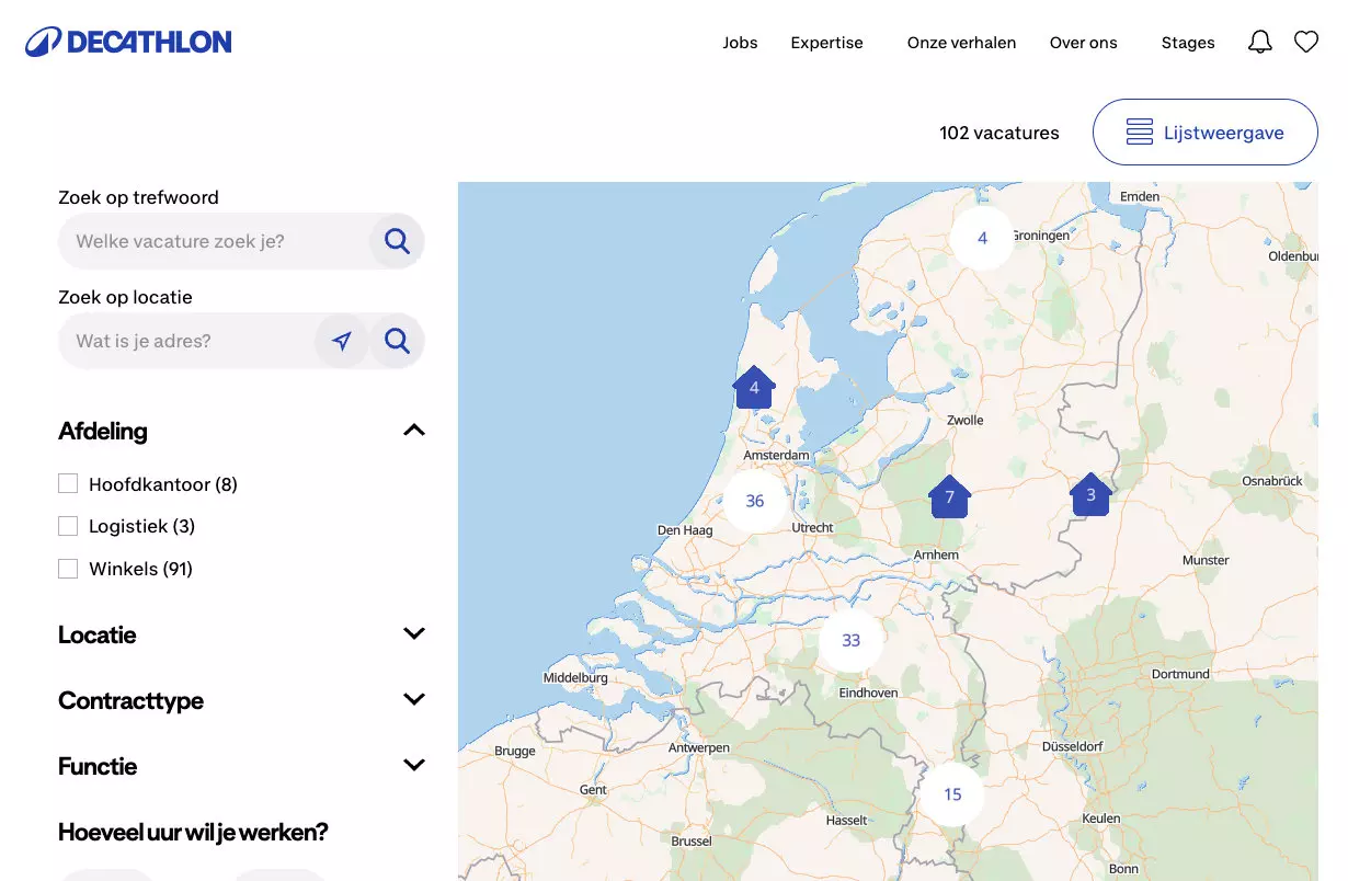 vacature kaart weergave tool
