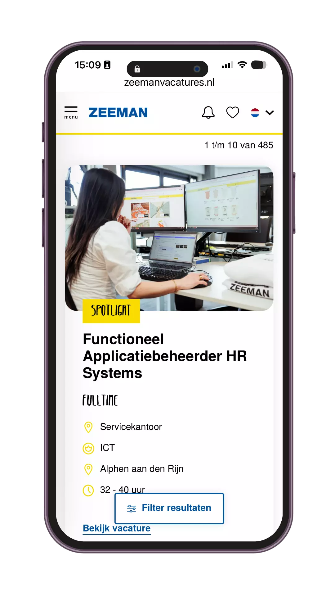 vacature overzicht slimme filters spotlight