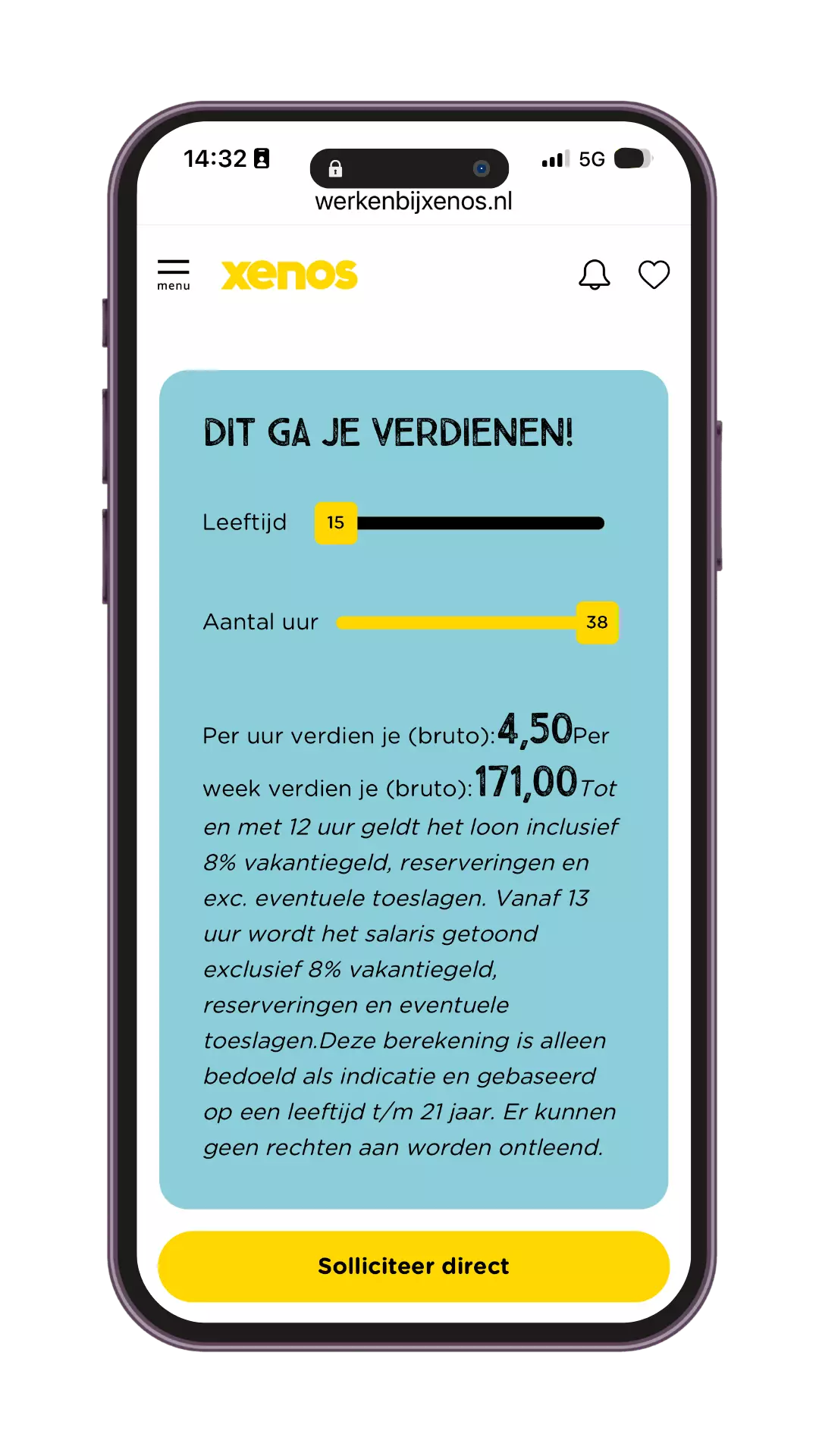 salariscalculator xenos bijbaan