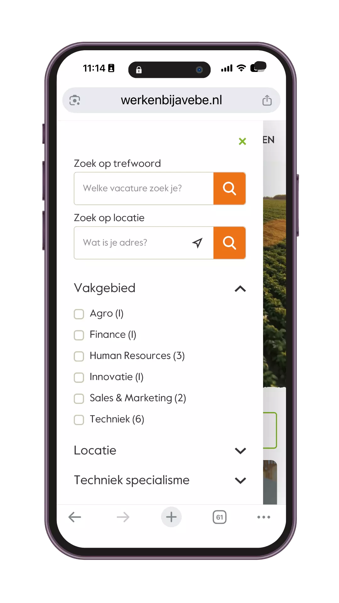 jobfilter vacatures filteren