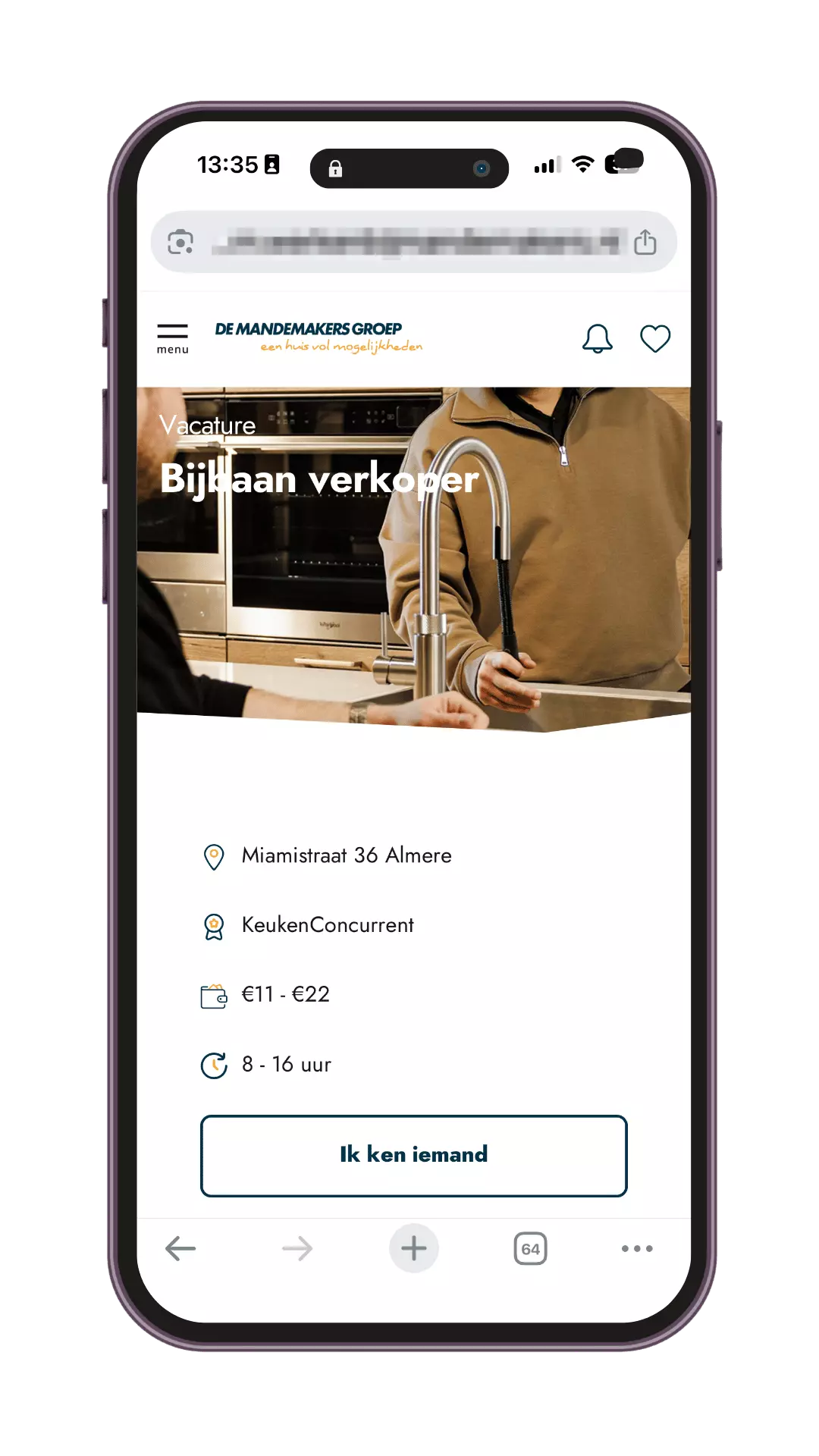 Interne vacatures website NS