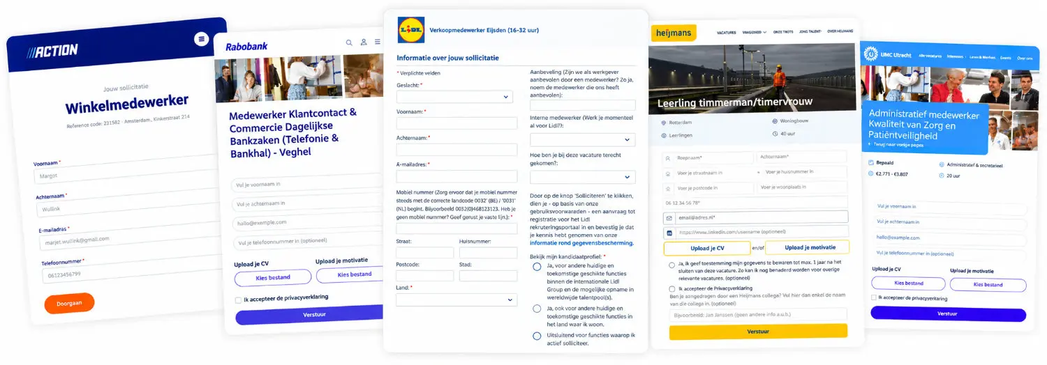 velden sollicitatieformulier
