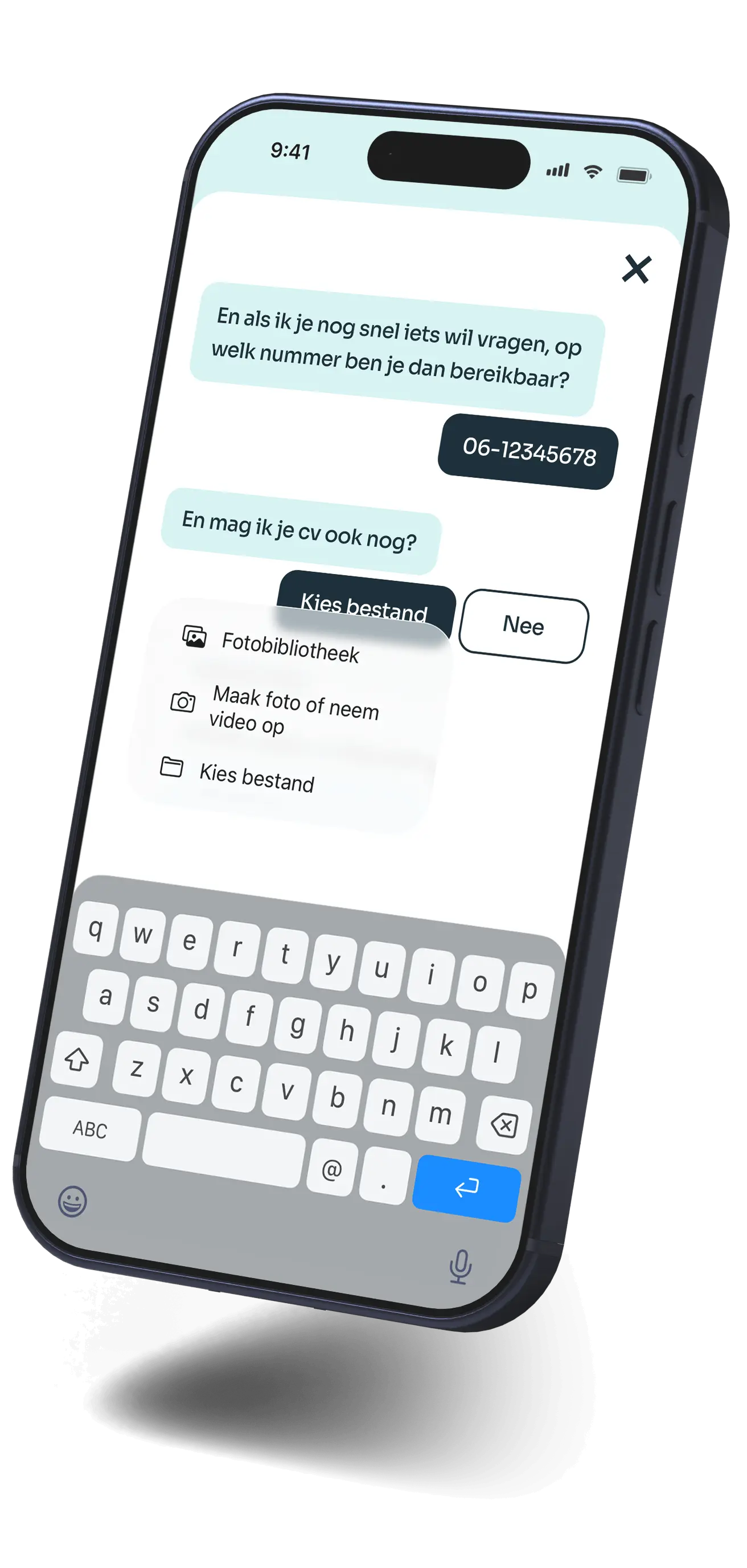 Conversational apply solliciteren op mobiel