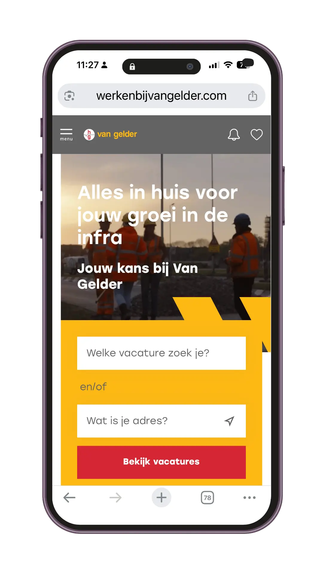 Van Gelder mobiele recruitmentsite