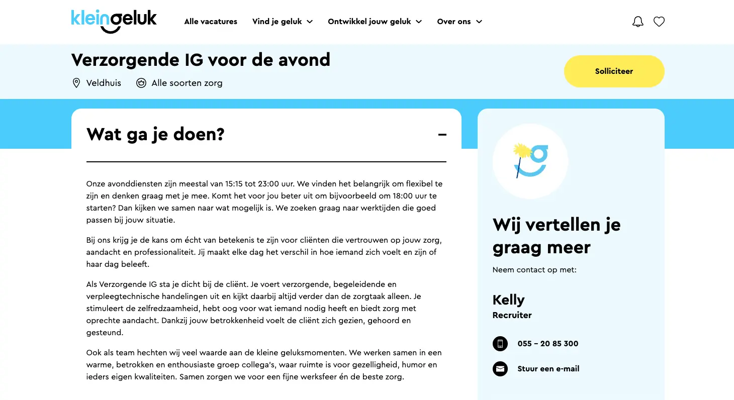 voorbeeld functie omschrijving klein geluk